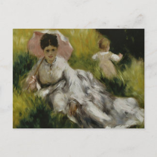 Cartão Postal Mulher com guarda-sol e criança - Auguste Renoir