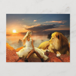 Cartão Postal MULHER COM LION FANTASY Postcards
