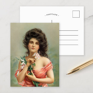 Cartão Postal Mulher com Lírio   Louis Prang & Co.