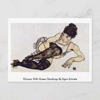 Cartão Postal Mulher Com Meias Verdes Por Egon Schiele