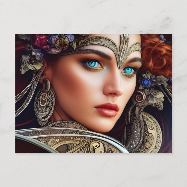 Cartão Postal Mulher com olhos azuis (Frente)