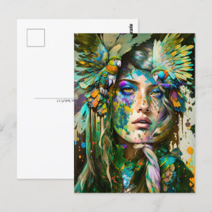 Cartão Postal Mulher com papagaio, Posto