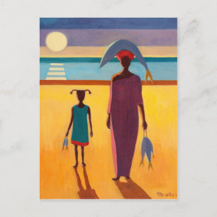 Cartão Postal Mulher com Peixe