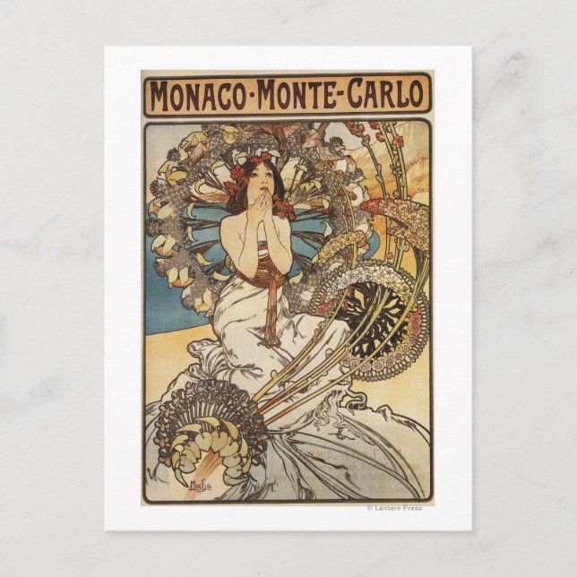 Cartão Postal Mulher com Penas - Poster de viagens ferroviário P (Frente)