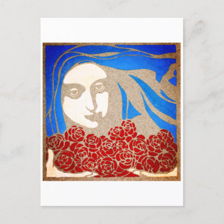 Cartão Postal Mulher com rosas
