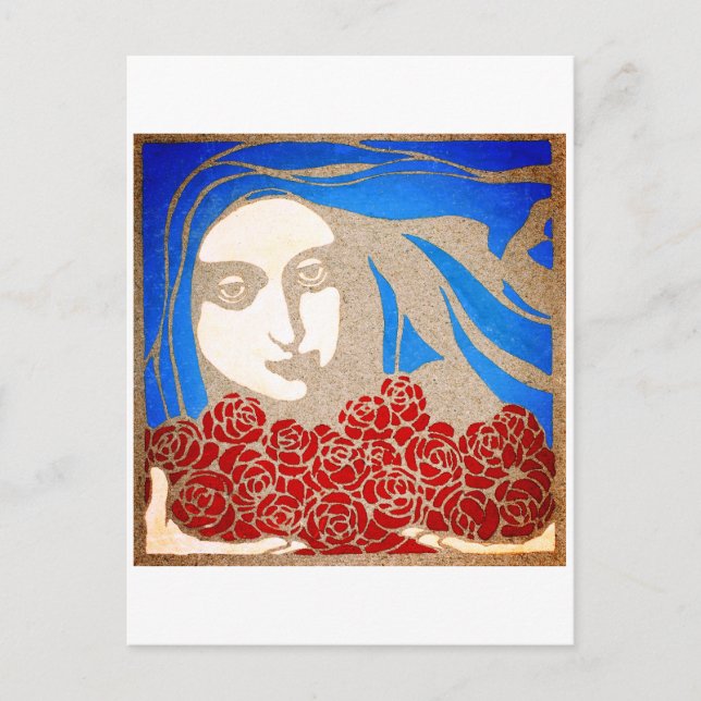 Cartão Postal Mulher com rosas (Frente)