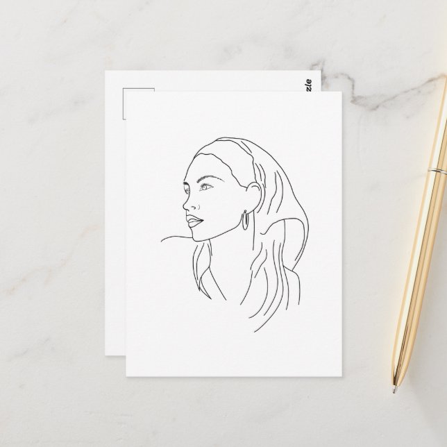 Cartão Postal Mulher com Scarf (Frente/Verso In Situ)