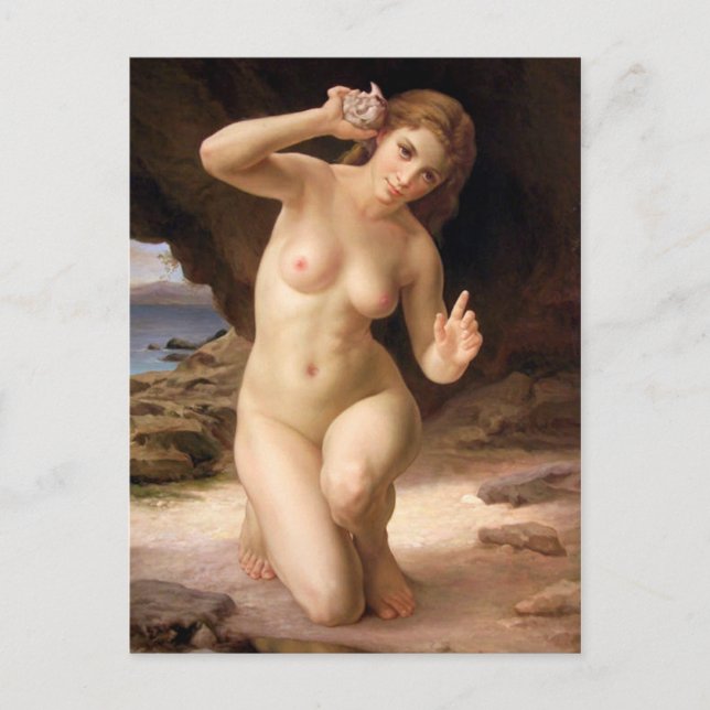 Cartão Postal Mulher com Shell - Bouguereau (Frente)