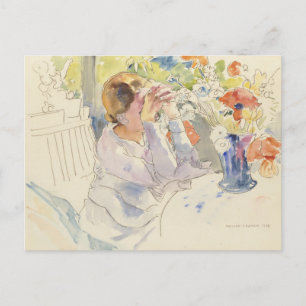 Cartão Postal Mulher com um Buquê de Flores   Philipp Franck