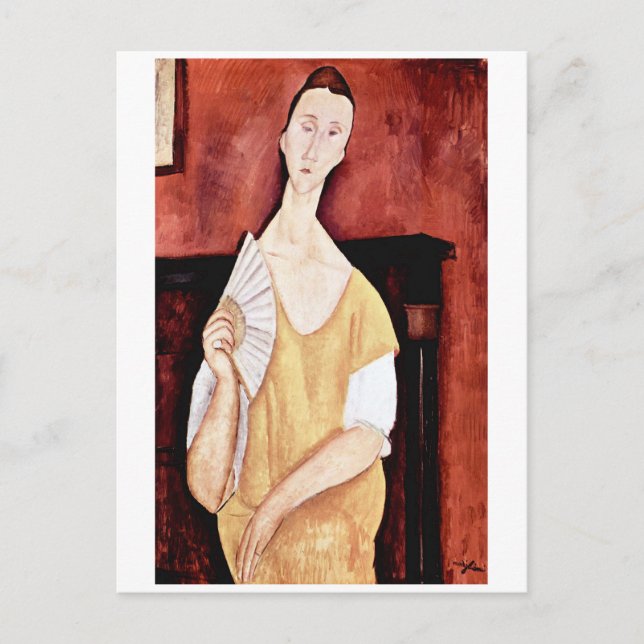 Cartão Postal Mulher com um Leque, Modigliani (Frente)