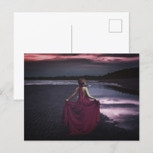 Cartão Postal Mulher com vestido, belas artes