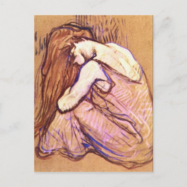 Cartão Postal Mulher Combing Hair por Toulouse-Lautrec (Frente)