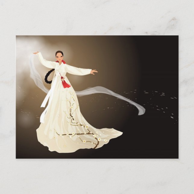 Cartão Postal mulher coreana em um livro (Frente)