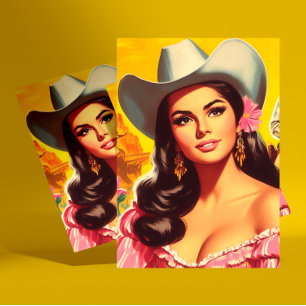 Cartão Postal Mulher Country Retrô