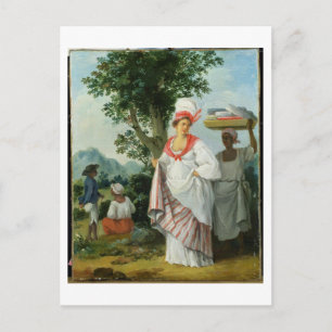 Cartão Postal Mulher-Crioula-indiana ocidental com seu servente 
