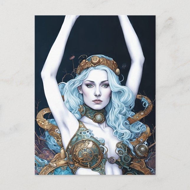 Cartão Postal Mulher Dançando Steampunk (Frente)