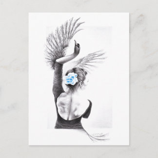 Cartão Postal Mulher dançante de Swan balé Arte surreal
