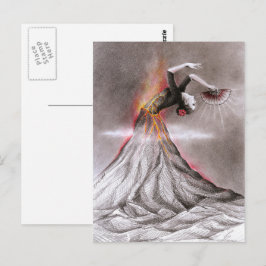 Cartão Postal Mulher dançante moça vulcão surreal lápis