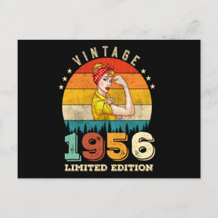 Cartão Postal Mulher de 66 Anos Aniversário 1956 Antigo Aniversá