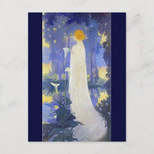 Cartão Postal Mulher de Arte Nouveau com Calla Lily