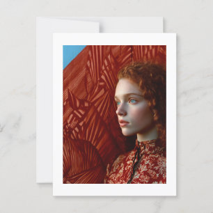 Cartão Postal Mulher de cabelo vermelho por pintura de cavalos v