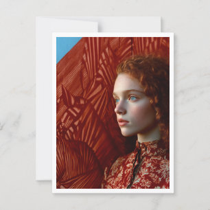 Cartão Postal Mulher de cabelo vermelho por pintura de cavalos v