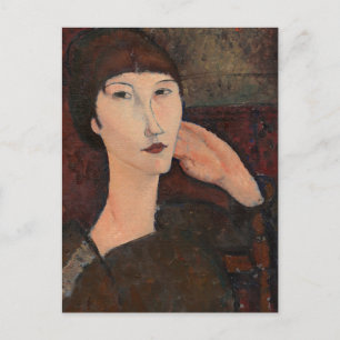 Cartão Postal Mulher de cabelos Bangs por Amedeo Modigliani