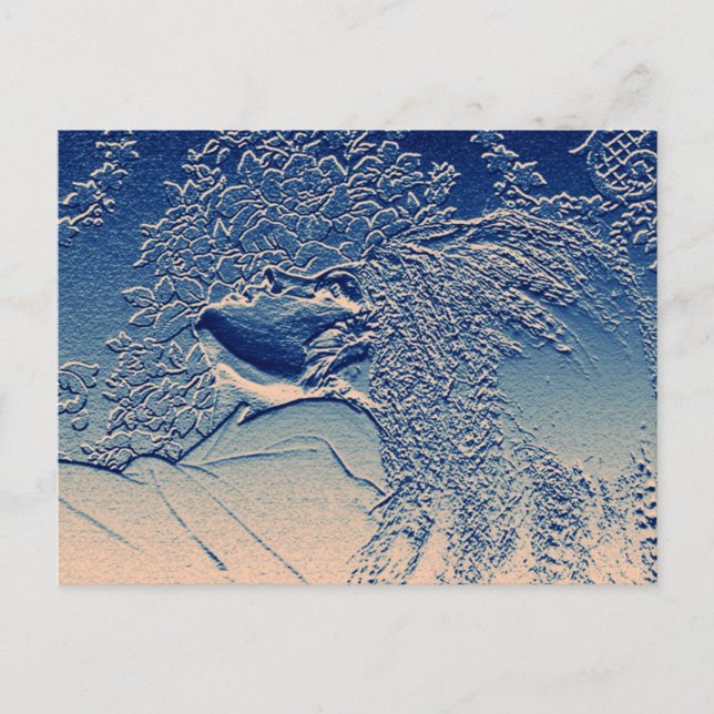 Cartão Postal Mulher de cabelos longos / Arte venosa (Frente)