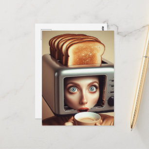 Cartão Postal Mulher de Café da Manhã Surrealista