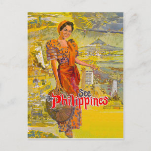 Cartão Postal Mulher de filipinas, viagens vintage