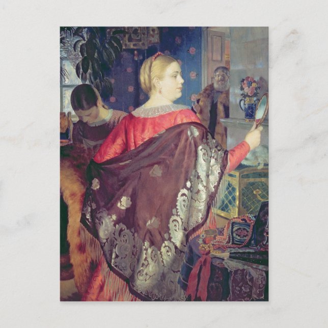 Cartão Postal Mulher de Merchant com espelho (Frente)