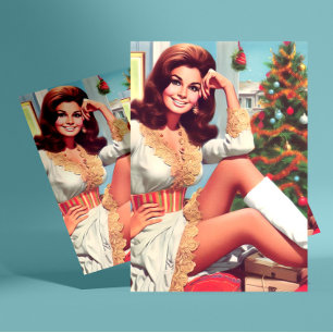 Cartão Postal Mulher de Natal Vintage
