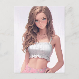 Cartão Postal Mulher de Olhos Azuis e Bonitos