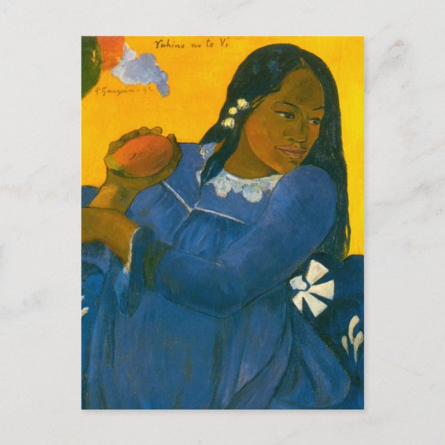 Cartão Postal Mulher de Paul Gauguin com manga (1892) (Frente)