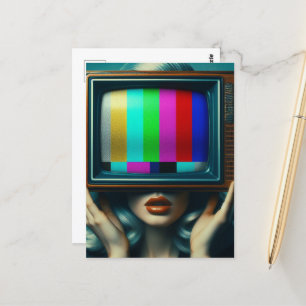 Cartão Postal Mulher de prata com TV na cabeça