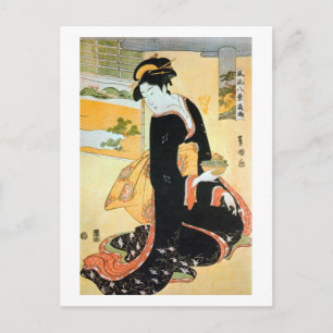 Cartão Postal Mulher de Quimono Preto, Toyokuni