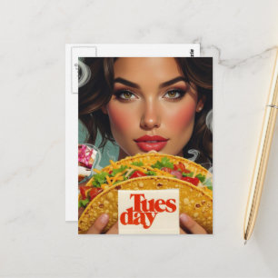 Cartão Postal Mulher de Terça-feira Com um Taco