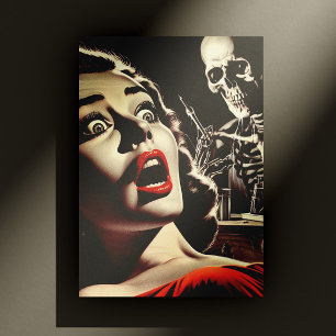Cartão Postal Mulher de Terror Pulp Vintage