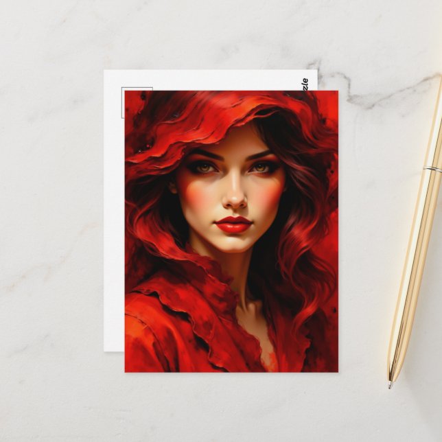 Cartão Postal Mulher de Vermelho (Frente/Verso In Situ)