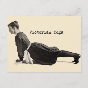 Cartão Postal Mulher de Yoga Vitoriana Vintage Impressão em Pose