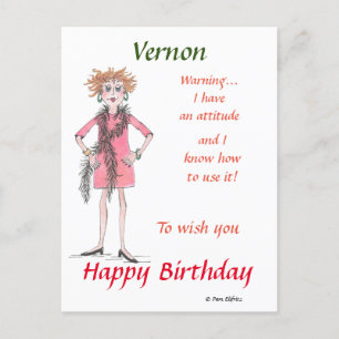 Cartão Postal Mulher desenhada por aquarela com atitude