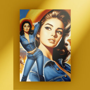 Cartão Postal Mulher do Campo com Jeans Vintage