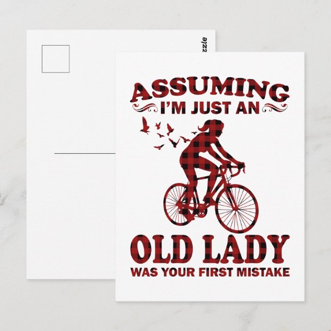 Cartão Postal Mulher do Ciclismo Presumindo que sou apenas uma v (Frente/Verso)