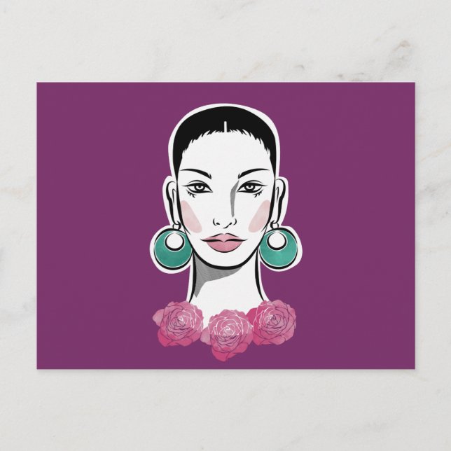 Cartão Postal Mulher do Mod Fleur dos anos 60 (Frente)