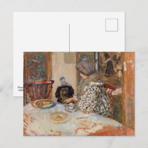 Cartão Postal Mulher e Cão à Mesa Paul Bonnard