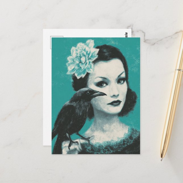 Cartão Postal Mulher e Pássaro (Frente/Verso In Situ)