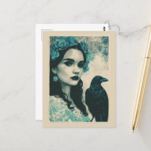 Cartão Postal Mulher e Raven