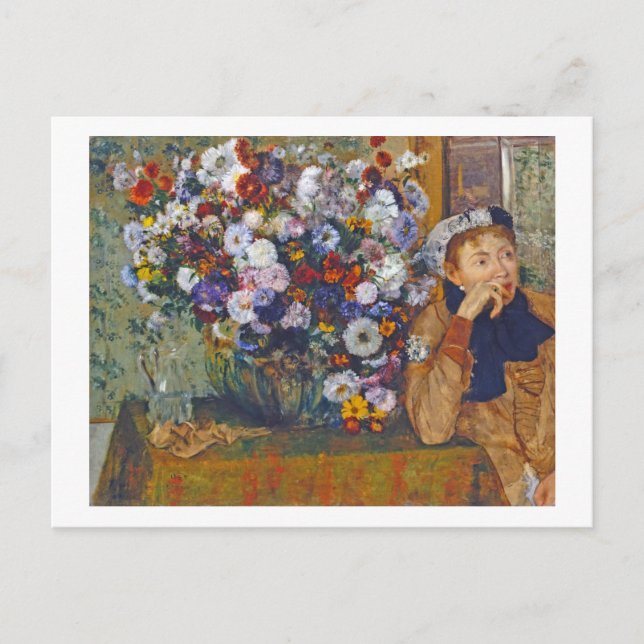 Cartão Postal Mulher e vase das flores, Edgar Degas (Frente)