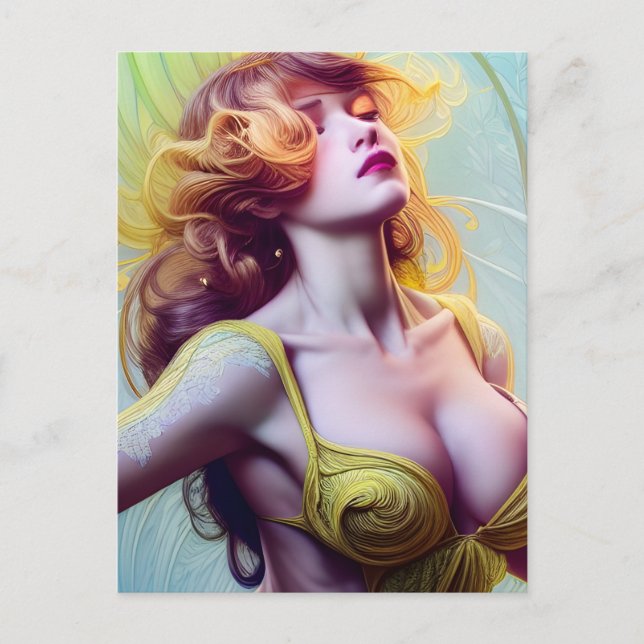 Cartão Postal Mulher em amarelo (Frente)