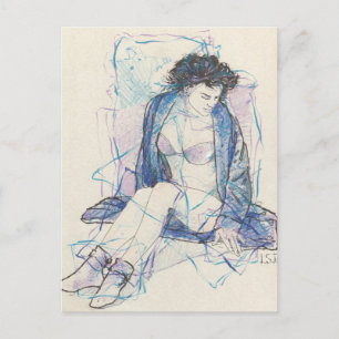 Cartão Postal Mulher em azul